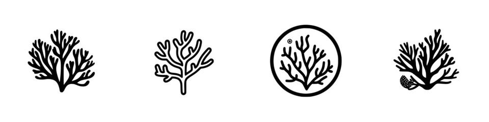 Poster - Minimalist line icons depicting various coral designs suitable for marine-themed projects and decorative uses
