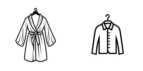 Poster - Vector minimalist line icons featuring a bathrobe and a shirt suitable for fashion and apparel design projects