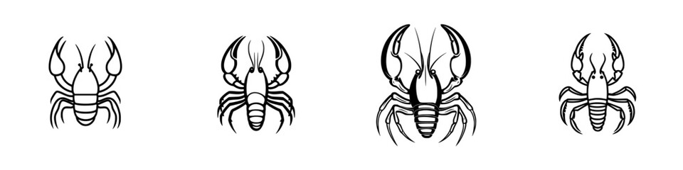 Poster - Minimalist line icons depicting various crab and lobster designs for digital and print use in culinary or marine themes