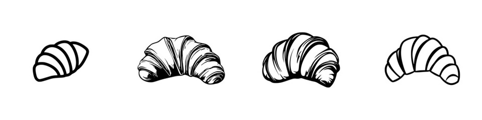 Poster - Minimalist line icons collection featuring different styles of croissants in a vector format for design projects