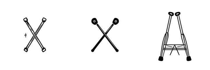 Poster - Collection of minimalist line icons featuring diverse symbols related to equipment and tools