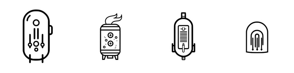 Poster - Collection of vector minimalist line icons showcasing different household appliances and objects for design projects and creative applications