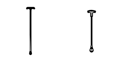 Poster - Elegant set of minimalist line icons showcasing various walking canes for design purposes and usability in modern graphics