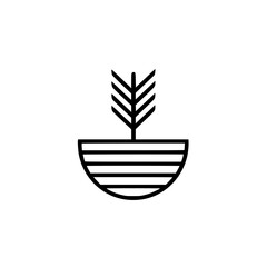 Poster - Minimalist line icon design featuring a potted plant and leaf for modern graphic applications