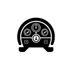 Poster - Vector minimalist line icons depicting various gauges and indicators commonly found in vehicles