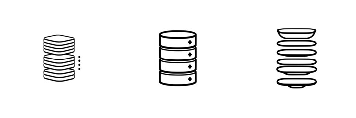 Poster - Vector minimalist line icons representing various storage methods and organizational designs for digital and physical items