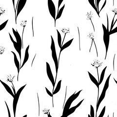 Poster - The modern illustration is a seamless decorative pattern of floral silhouettes