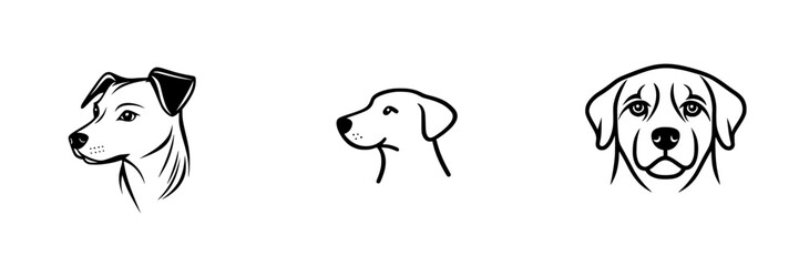 Poster - Collection of minimalist line icons depicting various dog breeds in a clean and simple design suitable for digital and print use