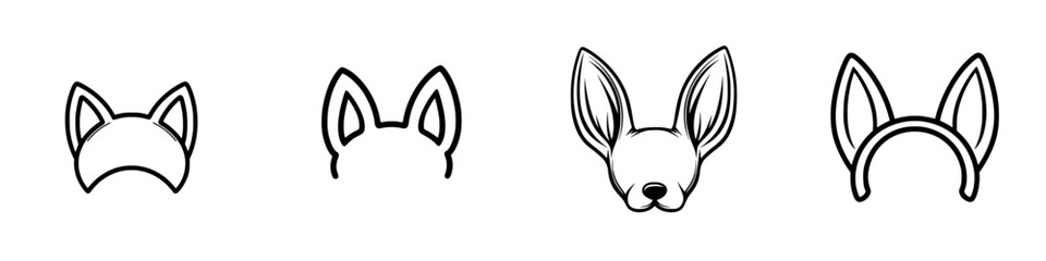 Poster - Vector minimalist line icons of various ear designs for creative projects and graphic design purposes