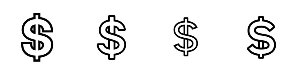 Poster - Collection of minimalist line icons representing currency symbols for design projects and financial illustrations