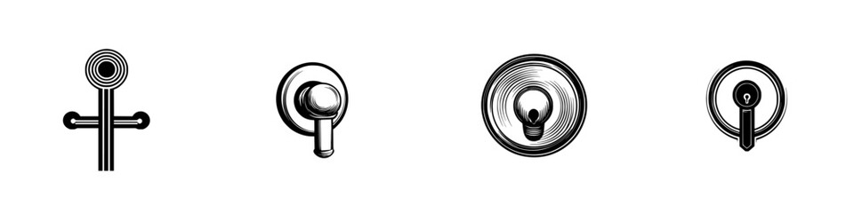 Poster - Minimalist line icons representing various light switches and electrical components for modern design projects