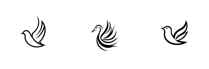 Poster - Minimalist line icons depicting various bird designs for creative projects and branding applications