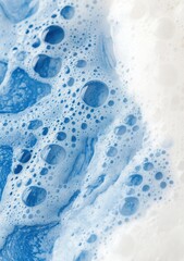 Aufkleber - Foamy Blue and White Bubbles Abstract Texture Background Full Frame Shot with Gentle Lighting and Close up Details Showcasing Fluidity and Airy Composition for Various Applications