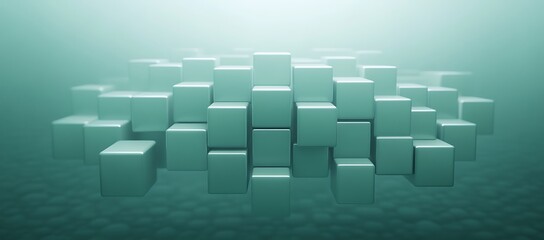 Poster - An abstract image featuring numerous glossy cube formations of various heights