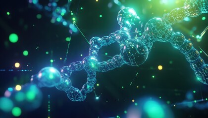 Aufkleber - Glowing Dna Molecule Structure with Abstract Background Digital Biotechnology and Medical Research Innovation on Black Backdrop
