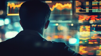 Poster - Businessman Analyzing Financial Data with Double Exposure Effect