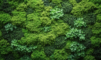 Aufkleber - Lush Green Wall with Vibrant Plant Leaves Forming a Natural Texture Background in Outdoor Setting Full Frame