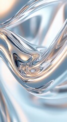 Aufkleber - Metallic Silver Liquid Abstract with Glossy Surface and Dynamic Wavy Motion in Chrome Style