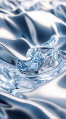 Aufkleber - Silver Blue Water Wave Abstract Background Texture with Shiny Ripples Liquid Surface and Artistic Chromatic Reflection for Modern Backdrop Wallpaper