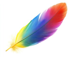 Aufkleber - Vibrant Rainbow Feather Isolated on White Detailed Plumage and Texture with Soft Light Natural Patterns and Ornate Design Single Object
