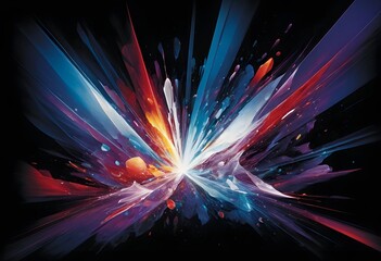 Poster - Abstract Light. Vibrant Colors Dance On Dark Backdrop. Shimmering Reflections Create Depth And Movement. Visual Intrigue. Ethereal Quality For Modern Designs.