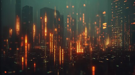 Poster - Creative Glowing Data Visualization of Forex Candlestick Chart