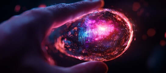 Poster - A glowing orb held carefully inside the human hand