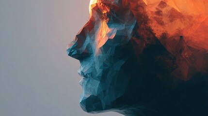 Poster - Abstract Low Polygon Human Head with Double Exposure Effect