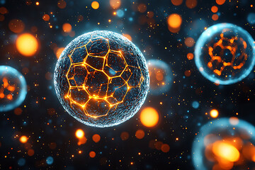 Poster - Intriguing abstract image of glowing, interconnected spheres, evoking concepts of connectivity, energy, and innovation.