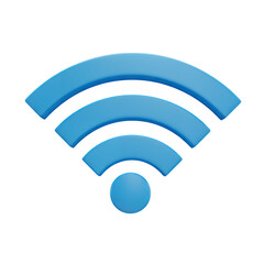 Fototapete - 3D render of a vibrant blue wifi symbol on isolated white and transparent background, concept for internet connectivity, network technology, and digital communication