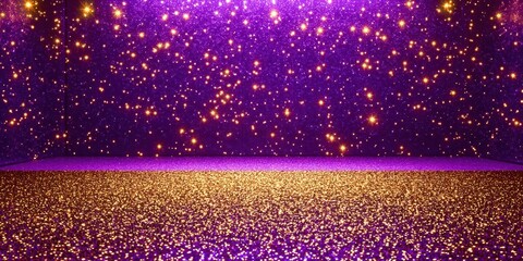 Poster - a purple background with gold glitter and stars