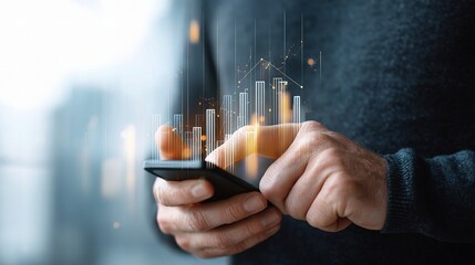 Poster - Double Exposure of Hands with Smartphone and Data Visualization