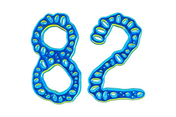 Poster - 3d Blue Number 82 For Math And Business Concept