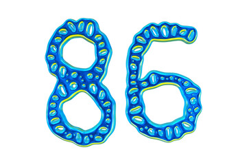 Poster - 3d Blue Number 86 For Math And Business Concept