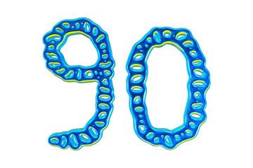 Poster - 3d Blue Number 90 For Math And Business Concept