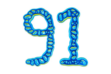 Poster - 3d Blue Number 91 For Math And Business Concept