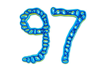 Poster - 3d Blue Number 97 For Math And Business Concept