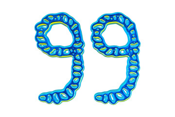 Poster - 3d Blue Number 99 For Math And Business Concept