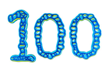 Poster - 3d Blue Number 100 For Math And Business Concept
