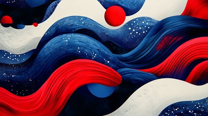 Poster - Abstract artwork depicts colorful flowing forms within a dark design
