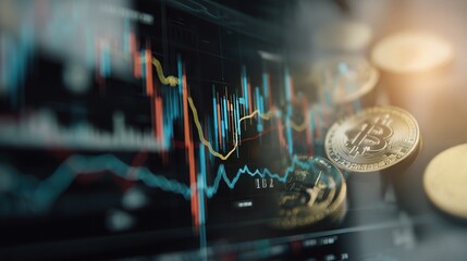 Poster - Double Exposure Concept of Cryptocurrency Trading and Market Trends