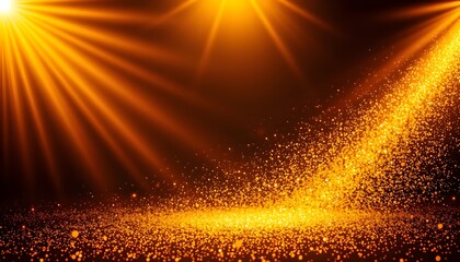Aufkleber - Golden Light Bursting, Sparkling Particles. Ethereal Glow, Magical Atmosphere. Festive Celebration, Radiant Warmth, Digital Background. Perfect For Enchantment Themes, Joy And Elegance, Creating A