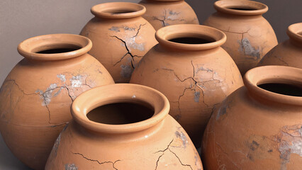 Poster - Group of ceramic vases arranged together on a surface