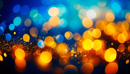 Poster - background blur bokeh with blue and yellow colour design