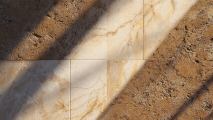 Aufkleber - A close-up of a stone wall with a shadow on it, suitable for use in architectural or historical contexts