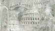 © Feoktistova - Montage photo of Italy on vintage background.Digital fresco. Fresco, tiles design.The collage for mural