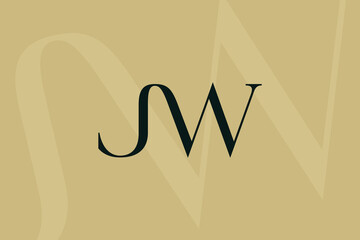 Wall Mural - jw or wj letter logo icon design. classic style luxury initials monogram.