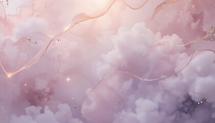 Poster - Clouds with Golden Accent Lines Create a Serene Artistic Texture