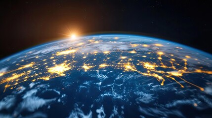 Aufkleber - earth with glowing network representing digital technology concept. stunning view of earth from spac