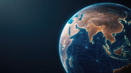 Aufkleber - earth with glowing network integrating wireless data grid concept. stunning view of earth showcasing